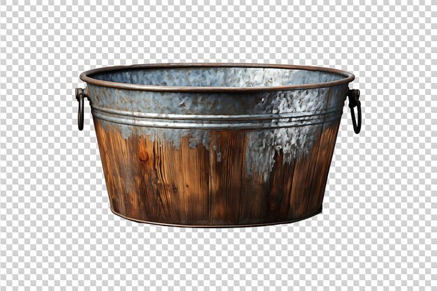 A split image showing two buckets side by side. One bucket is labeled 