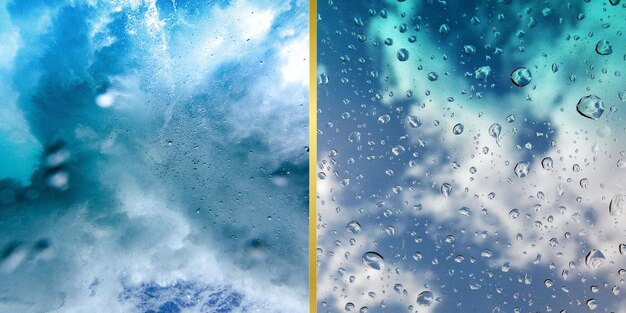 A split image showing a convertible top, one half faded and stained, the other half clean and protected with a water-repellent coating. The clean side has water beading on the surface.