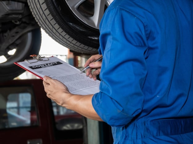A checklist detailing various car maintenance services, such as oil changes, tire rotations, and brake inspections.