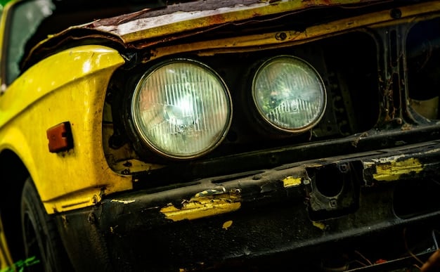 A before-and-after comparison image showing a cloudy, yellowed headlight versus a clear restored headlight on the same vehicle. The difference in clarity is dramatic.