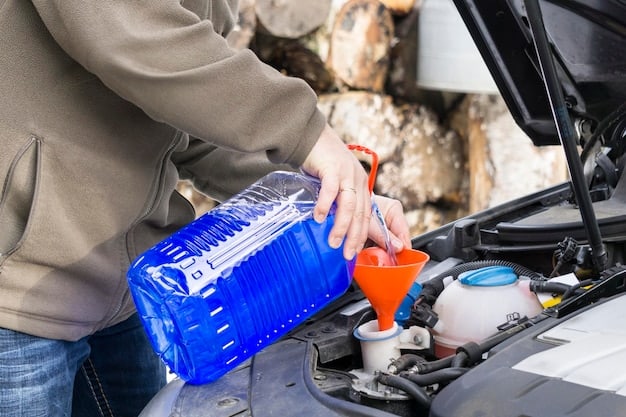 A person topping off a car battery with distilled water using a funnel. The image focuses on the electrolyte levels within the battery cells. Mention 'Extend Your Car Battery Life by 2 Years: A Step-by-Step DIY Maintenance Guide'.