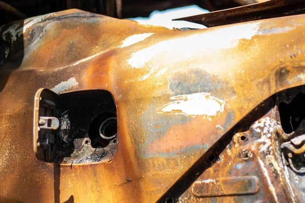 Close-up of a car's undercarriage being sprayed with rustproofing compound, with a technician wearing protective gear. The image highlights the areas most vulnerable to rust.