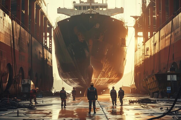 A cargo ship stuck in a congested port, with numerous other ships waiting in line. The image represents the overall logistics bottleneck impacting the global supply chain for the automotive industry and leading to Supply Chain Issues Continue to Plague Auto Industry: Expect Delays on New Car Deliveries.