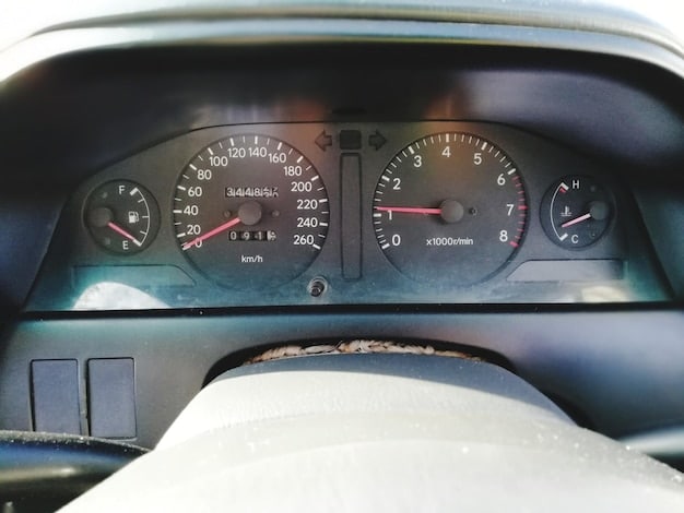 A close-up shot of an F-150 VIN number located on the dashboard near the windshield. The VIN is clearly visible and in focus. The surrounding dashboard is slightly blurred.