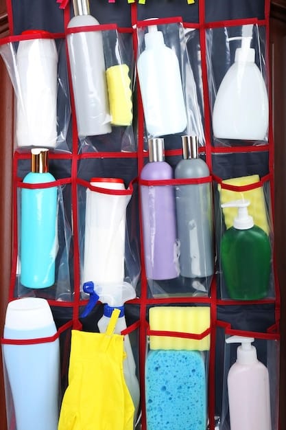A collection of auto detailing products organized neatly on a shelf, including car wash soap, polishing compounds, microfiber cloths, and wax. The products are arranged to show the essential items needed for How to Remove Scratches from Your Car's Paint: A Step-by-Step Guide.
