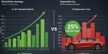 Infographic showing 25% lower lifetime costs for 2025 EVs compared to gasoline cars
