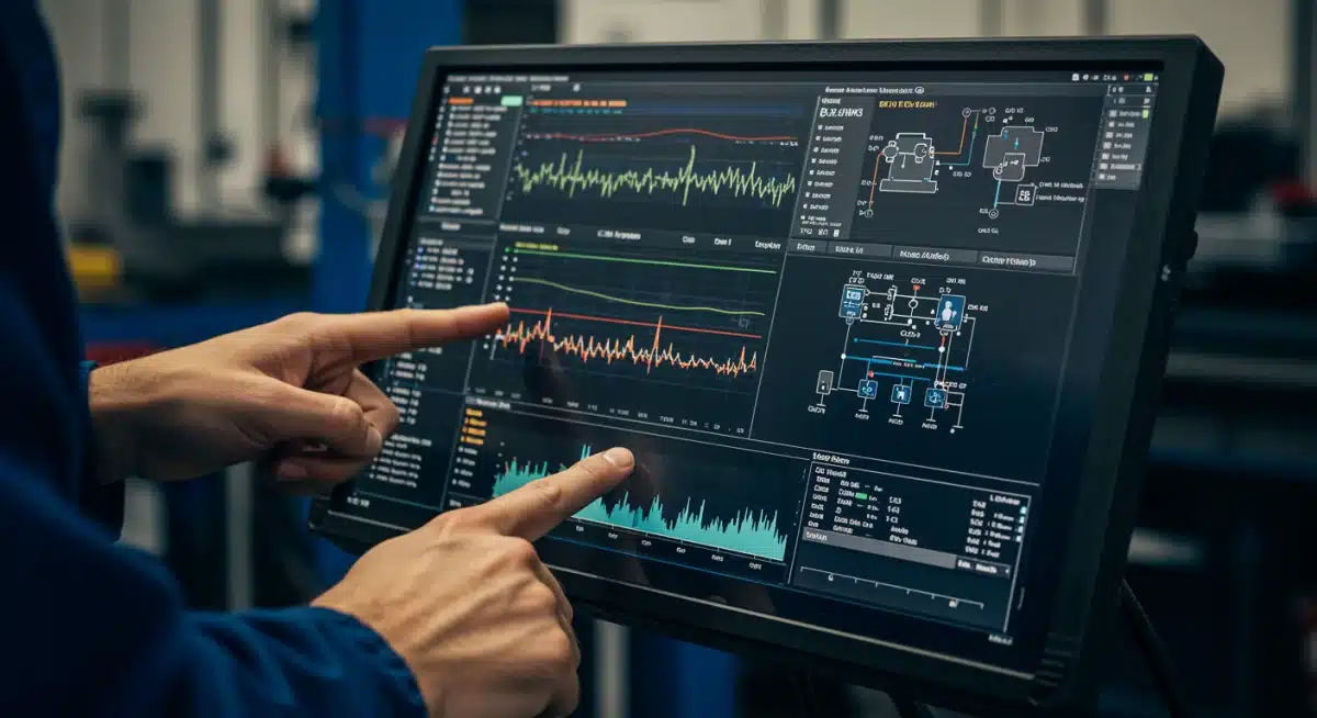 Detailed automotive diagnostic screen showing complex system data