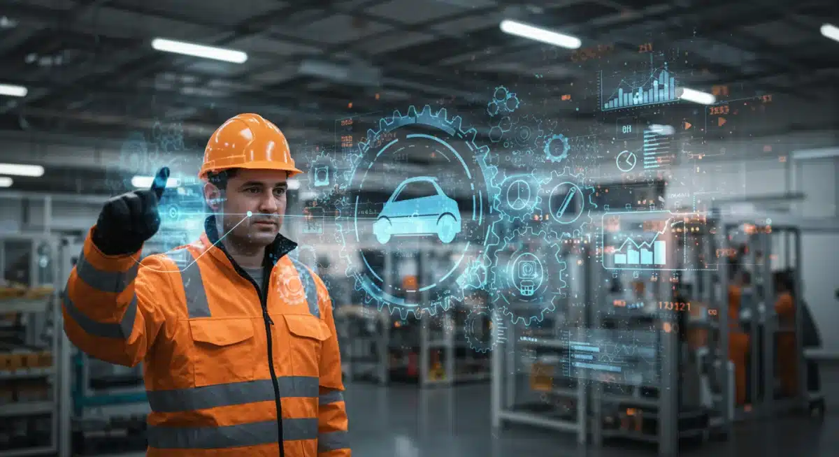 Automotive supply chain visualization with interconnected digital elements