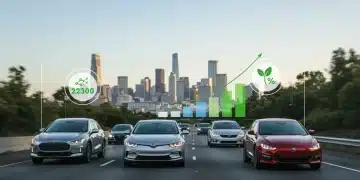 Modern vehicles on a highway symbolizing new EPA emissions standards for 2025 and changes for US automakers.