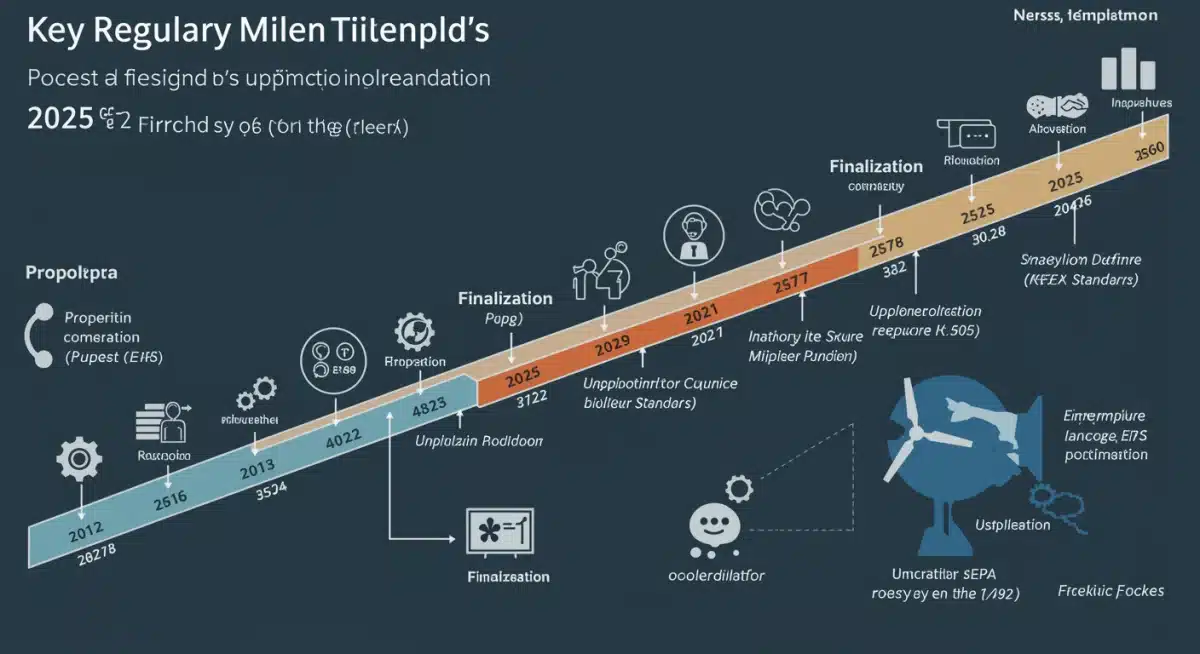 Timeline infographic showing key regulatory milestones for 2025 EPA emissions standards.