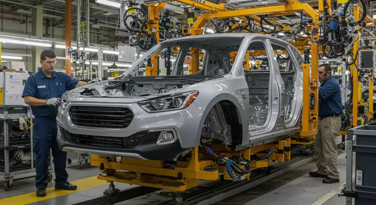 Electric vehicle chassis assembly line in a US factory