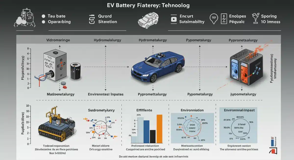 Comparison of EV battery recycling technologies and material recovery rates