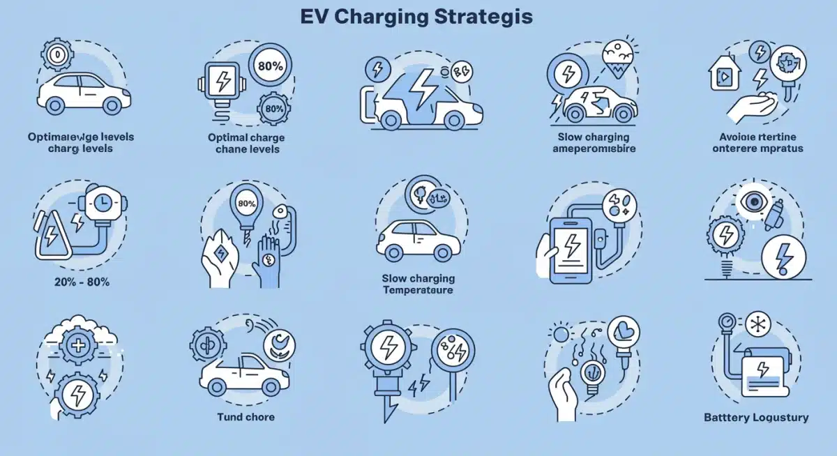 Infographic showing EV charging strategies for battery health