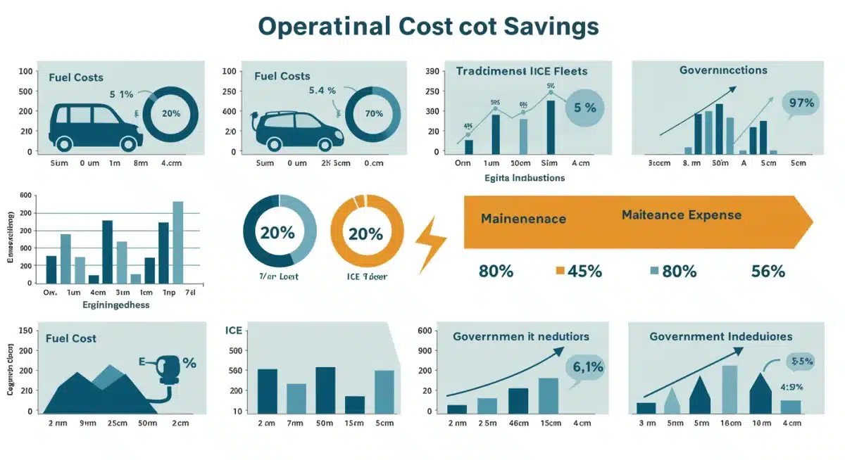 Infographic showing operational cost savings for EV fleets versus gasoline fleets.