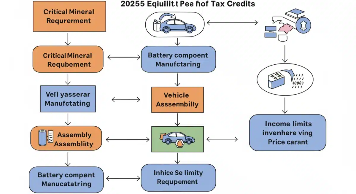 Flowchart illustrating 2025 EV tax credit eligibility criteria
