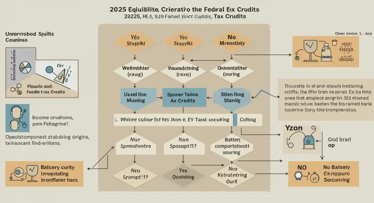 Flowchart detailing 2025 federal EV tax credit eligibility requirements