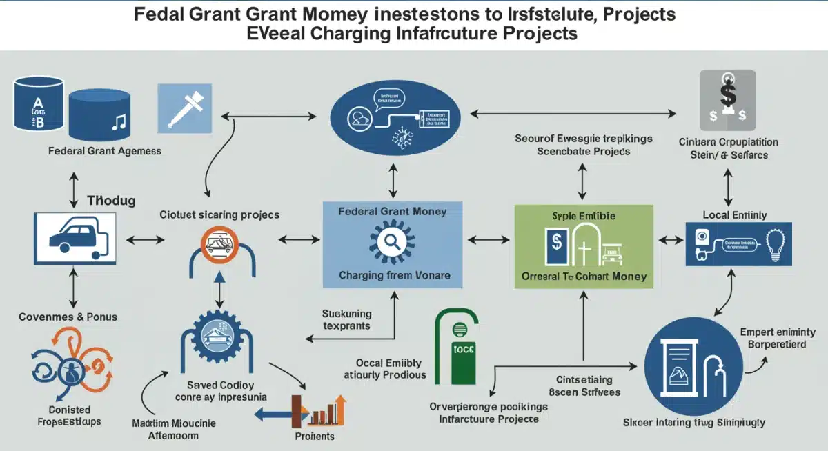 Infographic showing federal EV grant funding allocation process