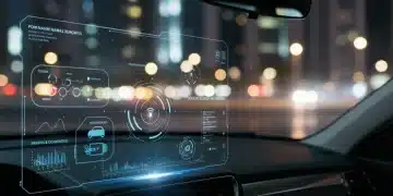 Futuristic car dashboard with AI-driven interface and holographic displays