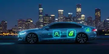 Futuristic car with hydrogen fuel cell and hybrid technology, 2025 model