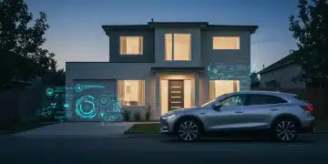 Futuristic car integrated with smart home technology, seamless digital connection