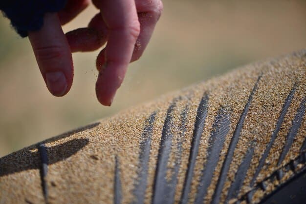 A detailed shot of tire treads, highlighting even wear patterns after a successful tire rotation, symbolizing longevity and proper maintenance.