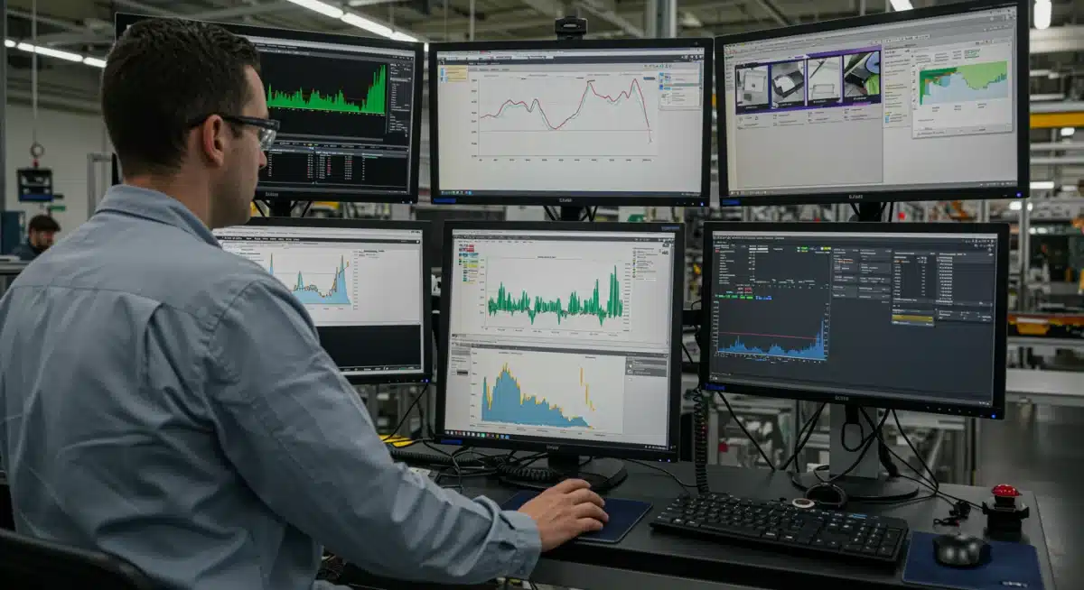 Technician monitoring real-time automated quality control data