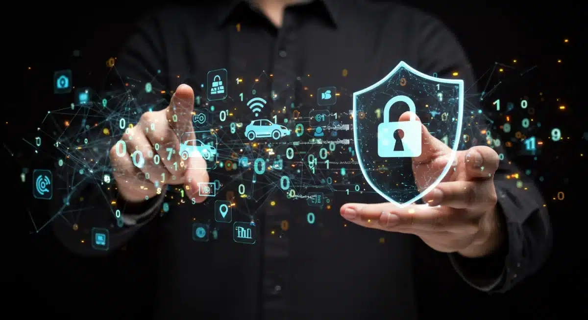 Secure network illustrating encrypted vehicle data flow